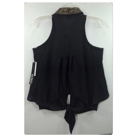 xoxo sequin collar tie front sheer sleeveless top size S - Picture 4 of 4